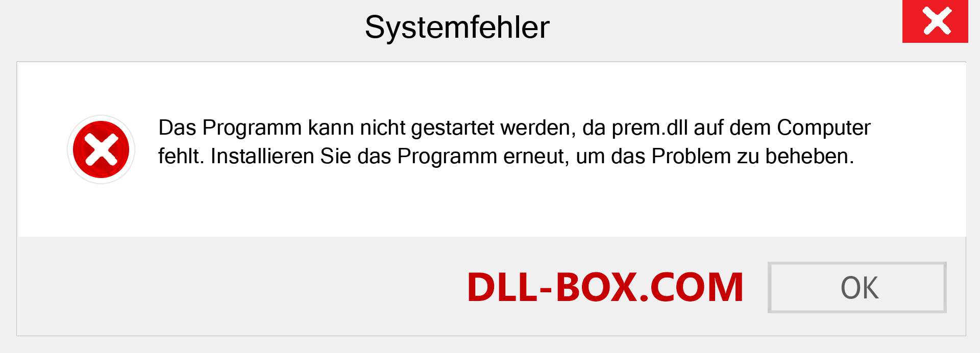 prem.dll-Datei fehlt?. Download für Windows 7, 8, 10 - Fix prem dll Missing Error unter Windows, Fotos, Bildern